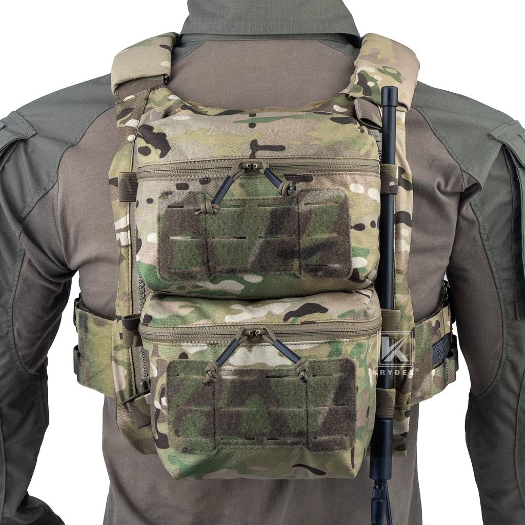 KRYDEX Taktický zadní panel Víceúčelová dvojitá sumka Assault Zip On Modulární batoh pro vestu FCPC V5