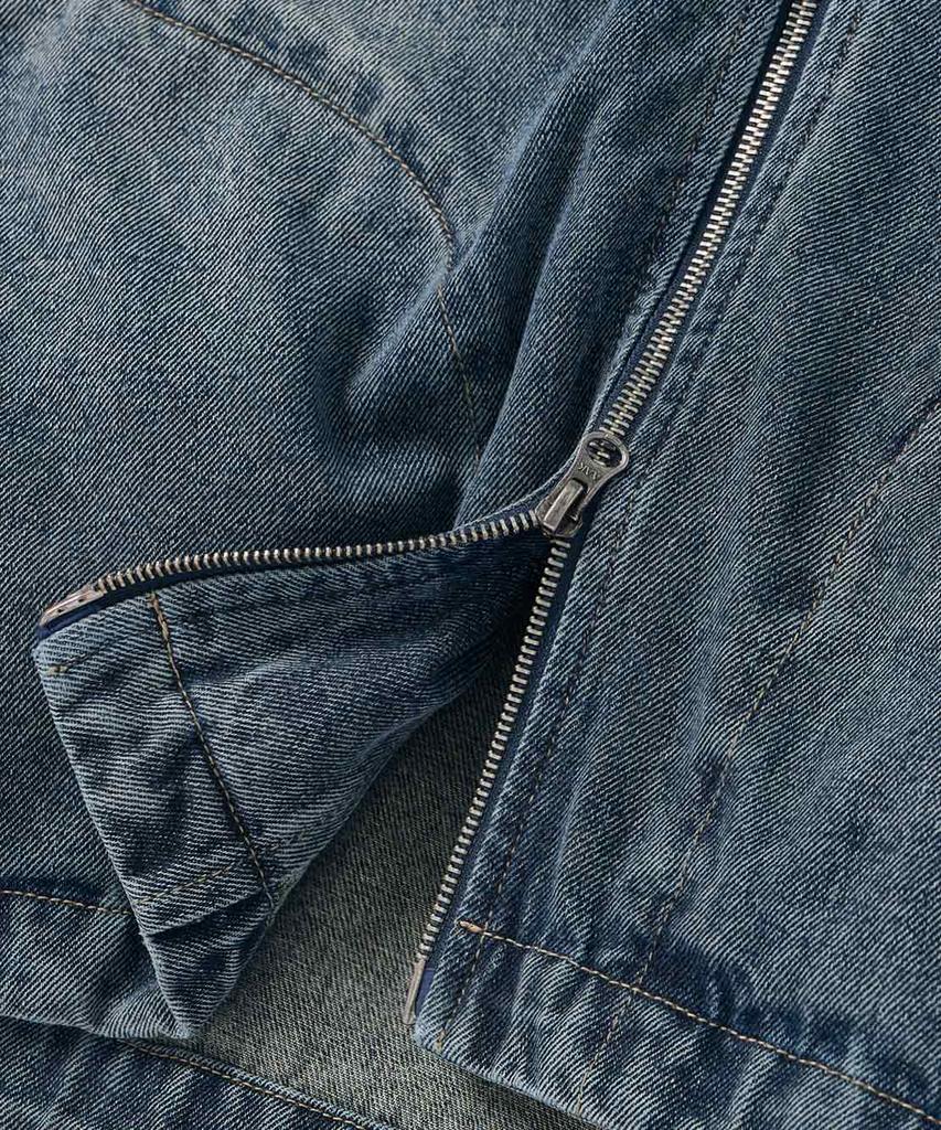 Dimitri Black Balaclava Slash Hood Zip-Up_Denim Dust Indigo