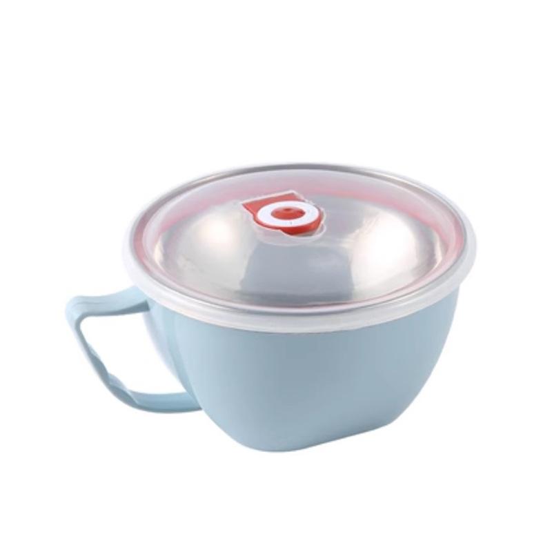 

1PCS Stainless Steel Bowl with Handle Solid Color Anti Scalding Instant Noodles Mixing Bowl Kitchen Tableware Food Accessory 6inch небо синє кольору