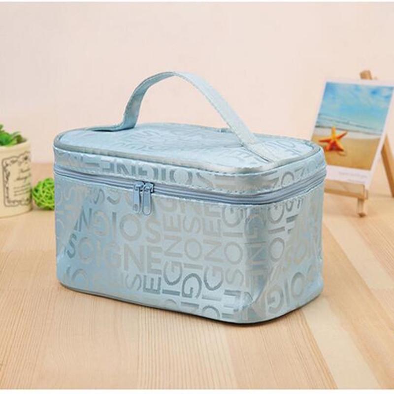 Colorful Women s Large Capacity Square Makeup & Toiletry Bag for Travel синий
