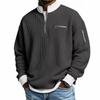 Men's American Style European Trend Waffle Knit Zipper Hoodie, Long Sleeve, Fashion Casual, 2025.
