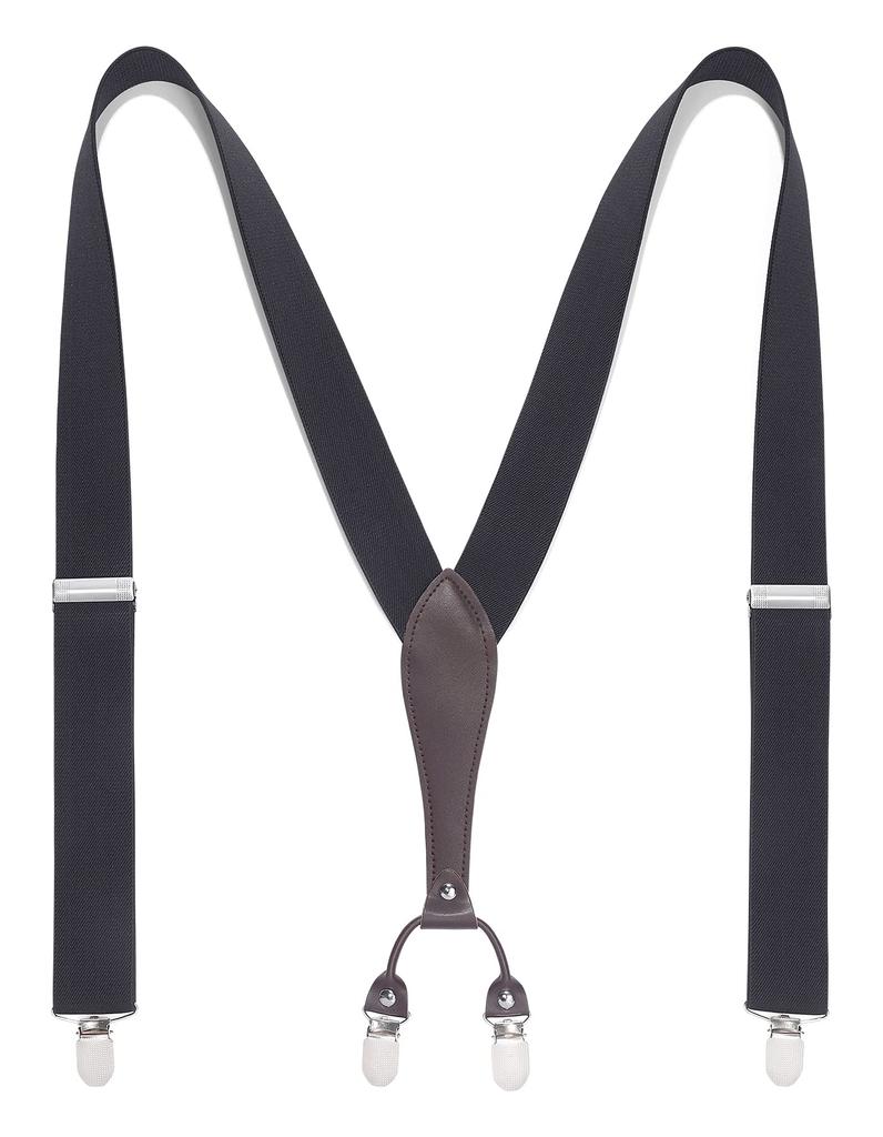 HISDERN Black Wide Gift Box Adjustable Elastic Secure with 6 Popular Gift BY Men's Y-Shaped Suspenders, 35mm, Stylish, Included, Strap, Clips, Item,
