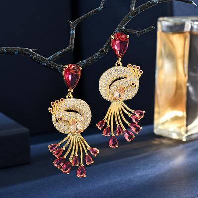 Ohrringe in Form eines Phönix-Wassertropfens, leicht mit Zirkonia eingelegt, leichte, luxuriöse, elegante High-End-Ohrringe