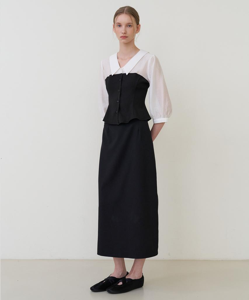 BIBYSEOB Back Slit Skirt Black [T61]