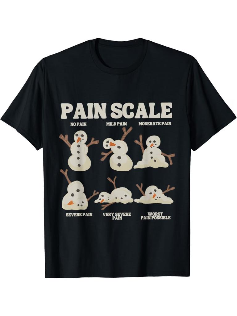 Funny Pain Scale Snowman Nurse T-Shirt - Humorous Medical Chart Design with 10/1