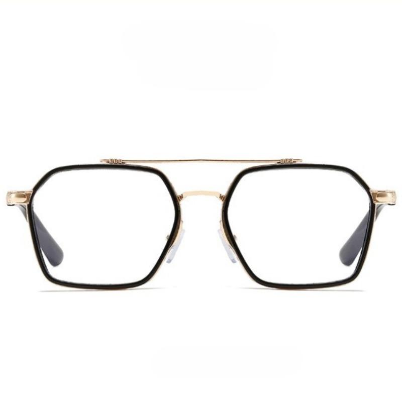 1Pc New Double Bridge Square Anti-Blue Light Glasses Women Men Vintage Transparent Computer Glasses Oversize Frame Eyeglasses