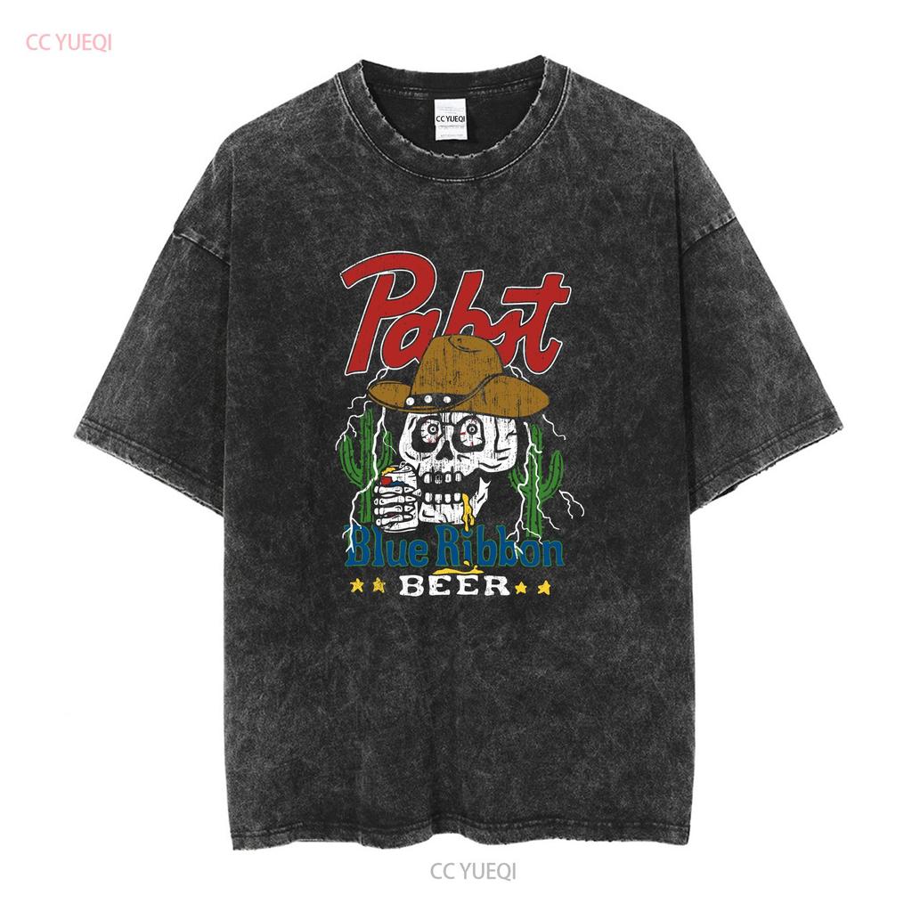 Pabst Blue Ribbon Beer T Shirt Adult Size Large Color Washed Black Vintage Washed Breathable Comfortable Stretched Unisex