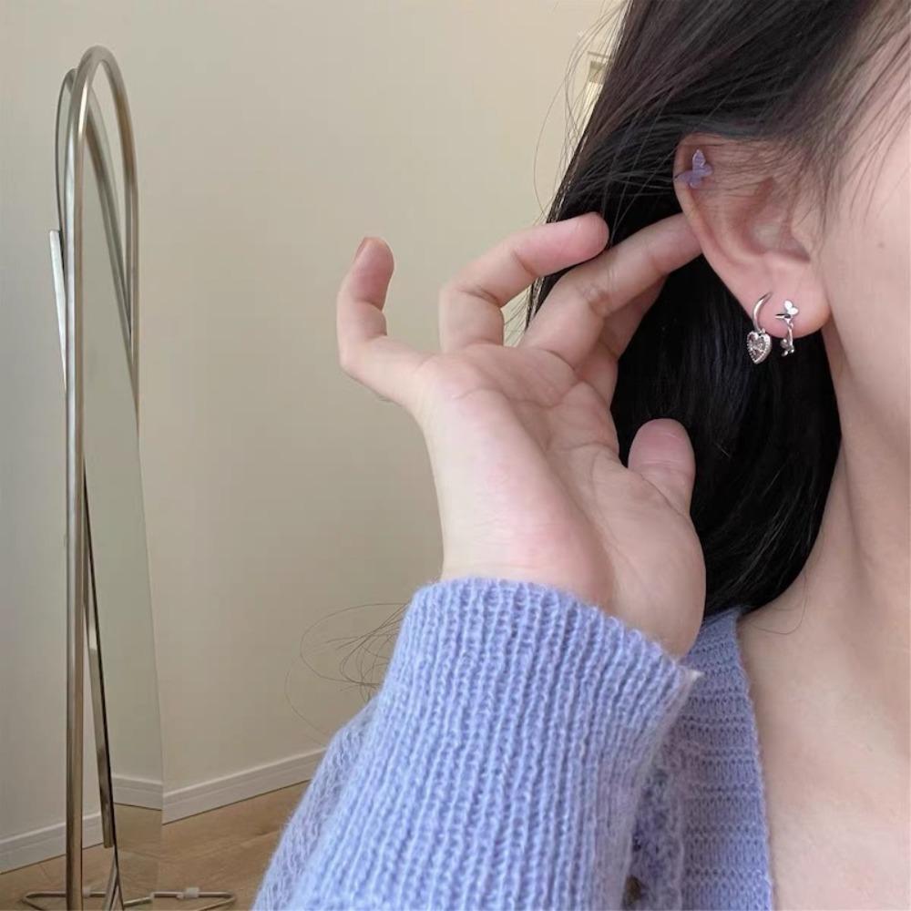 

Набор аксессуаров, женские серьги, серьги-бабочки, комплект ювелирных изделий в корейском стиле, серьги в форме сердца