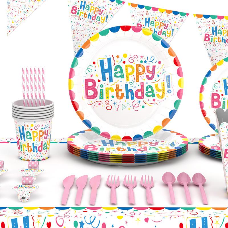 Einweg Farbiger Geburtstagsteller Geschirr Kinder Feiertagsarrangement Party Kuchen Pappteller Zubehör