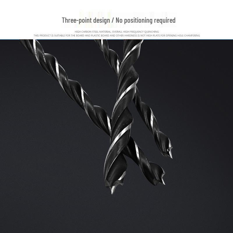 7-Piece Extended 300mm Three-Point Woodworking Drill Set with Centering Hole Opener (4-12mm) in Hanging Bag