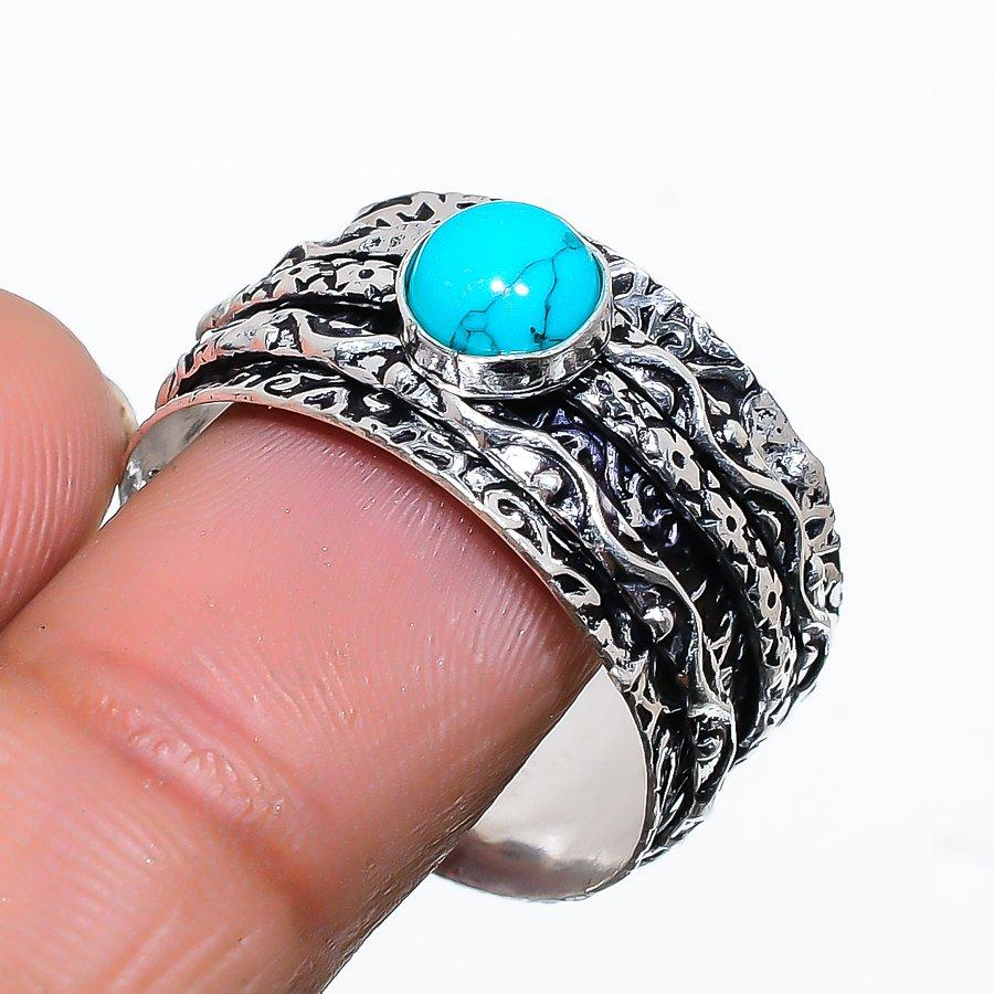 

Кольцо ручной работы из стерлингового серебра 925 пробы с натуральной бирюзой Santa Rosa, размер 10 u8z41
