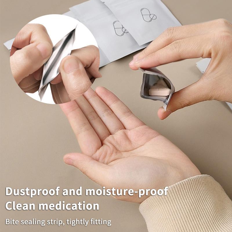 30Pcs Mini Pill Dispenser Bags Portable Travel Self-Sealing Waterproof Storage Organization Thickened Aluminum Foil Medicine Bag