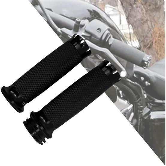 

HDBUBALUS Motorcycle 1 Hand Grips Handlebar Grips Cable Throttle Fit for Harley Touring Street Glide Road King Road Glide Electra Glide Dyna Softail #6 Black