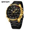 Sanda 6318 Men's Multi-Function Outdoor Sports Watch with Three-City Time, Countdown, and Waterproof Features