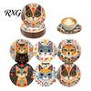 Unique Gift Ideas for Cat Lovers 6 Pcs Cute Coasters, Thick Heat-Resistant Wood Coaster Tabletop Protection, Protective Mats Tea Sets Non Slip