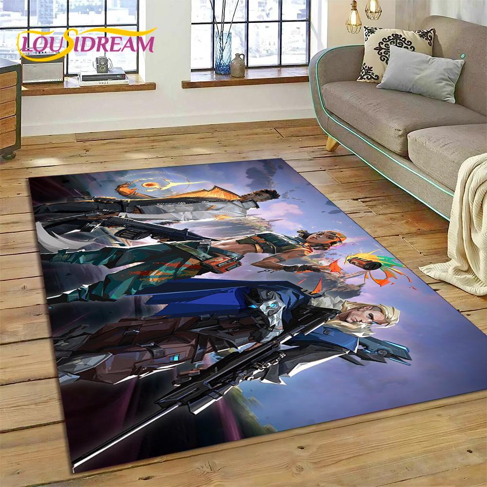 3D Nejnovější Kreslený Herní Koberec VALORANT pro Dekoraci Obývacího Pokoje Ložnice, Podlahová Rohožka Protiskluzová Dekorace pro Pohovku Rohožka Dárek Dítě