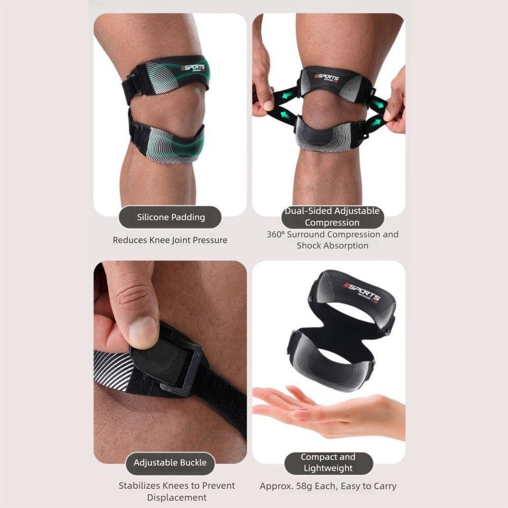 Polyester Patellar Strap Compression Adjustable Sports Knee Braces Breathable Double Silicone Pads Knee Brace Fitness Training