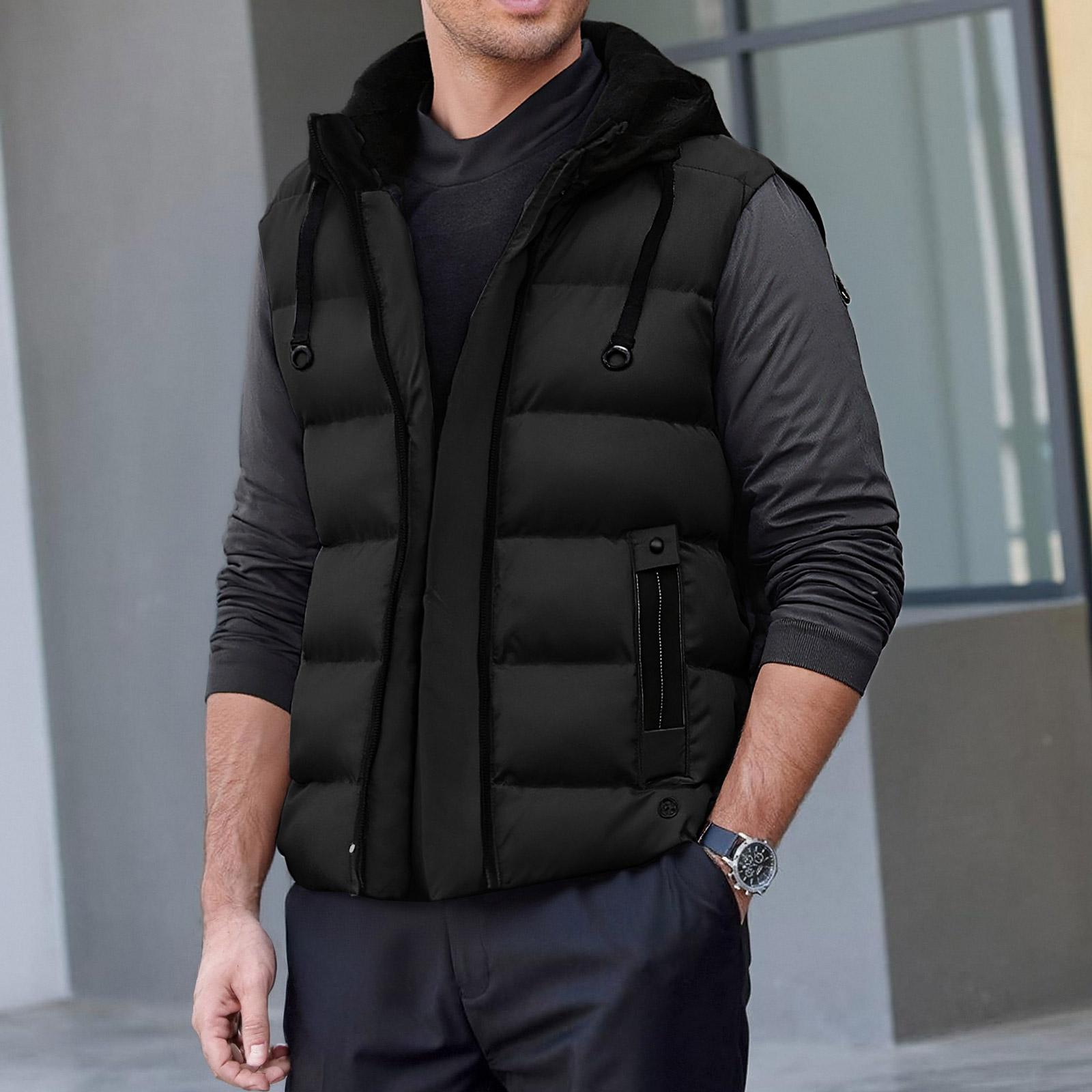 

Casual Men S Vest Men S Loose Warm Down Cotton Vest Coat XXL чорний