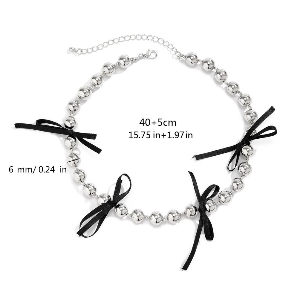 Collier Élégant et Chic avec un Délicat Accent de Nœud Papillon Chaîne de Cou Élégante en Acier Perlé Bijoux pour les Fashionistas