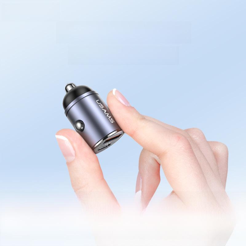 USAMS PD30W Dual-Port Fast Charger with Hidden Pull Ring for Cars