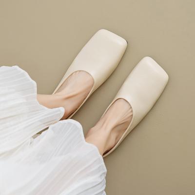 Weiwei Ragazza 299-1 Baotou Mezza Pantofola da Donna Pigra a Pedale Singolo Scarpe Piatte Semplici Muller da Donna
