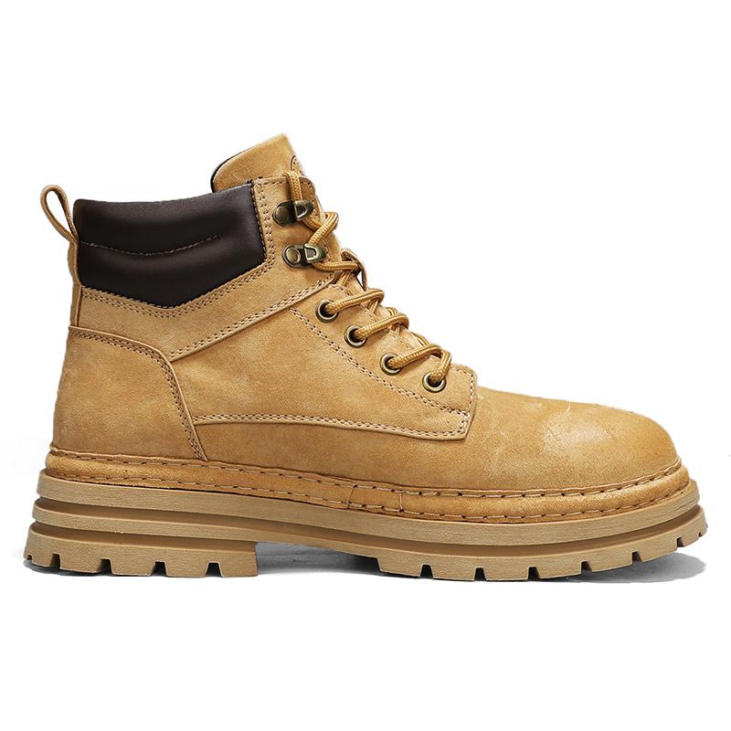Men's Outdoor Leisure Work Boots - Retro Style First Layer Pig Skin Non Slip Rubber Sole