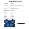 TISHRIC Laptop Cooler Stand 4 Cooling Fans Notebook Cooler Laptop Cooling Pad 2 USB Ports Notebook Stand Radiator For 13-17Inch
