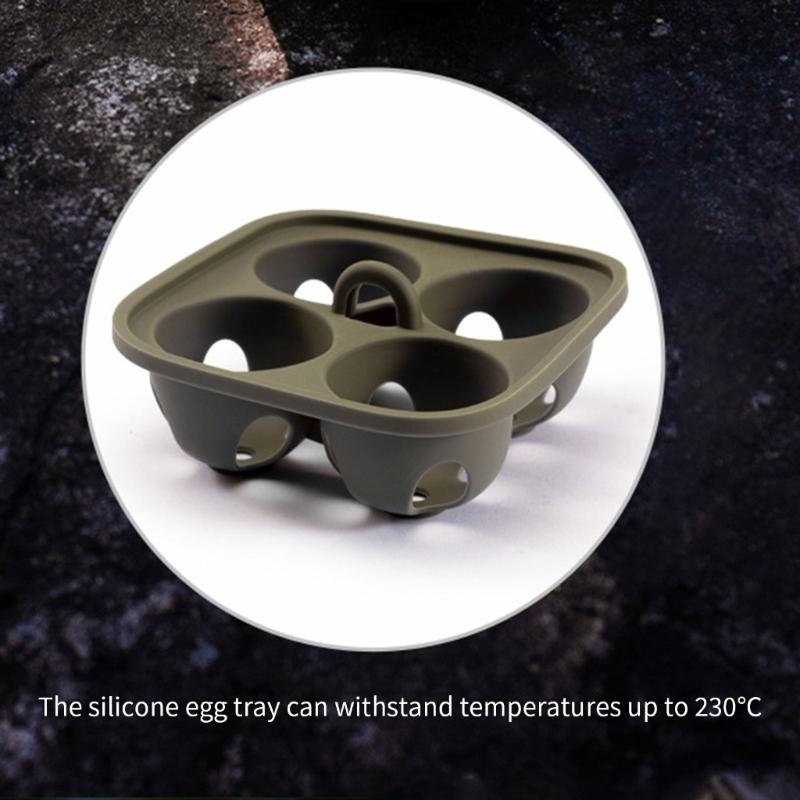 Practical 4 Compartment Eggs Container With Shockproof Silicone Protections Eggs Holder for Outdoor Camping Picnics