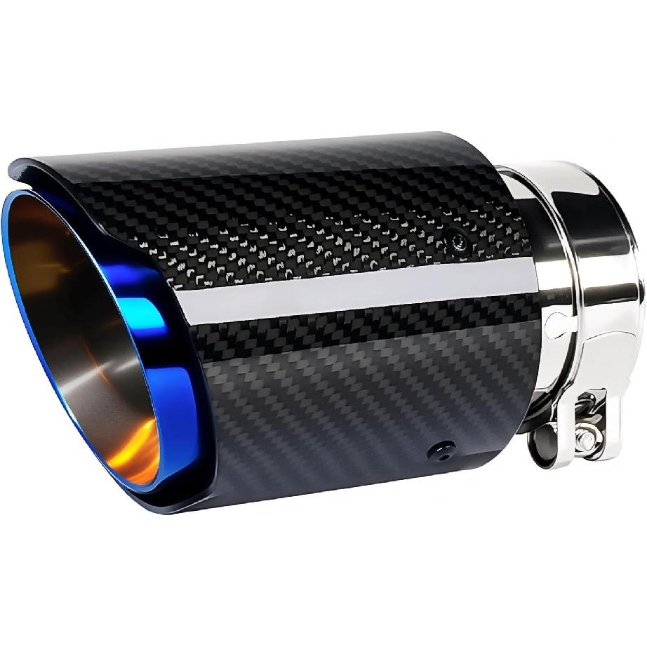 3-Inch Inlet 4-Inch Outlet Car Exhaust Tips Fit For 74-76 Mm OD Carbon Fiber Tailpipe Exhaust Pipe Tail Need Height>2.2Inch Widht>4.4 Inch