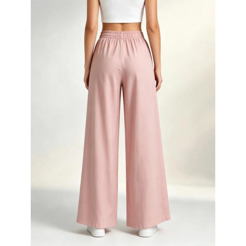 Women S Wide Leg Loose Casual Solid Straight Leg Pants