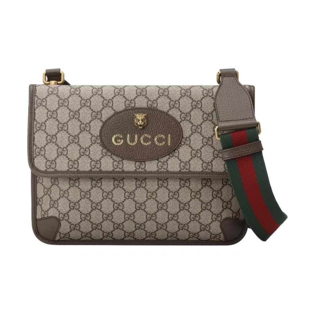 Gucci GG Supreme Tiger Head Messenger Bag Beige Brown Leather Red Green Web Stripe Crossbody Handbag for Women Daily Commute Travel 495654-9C2VT-8745