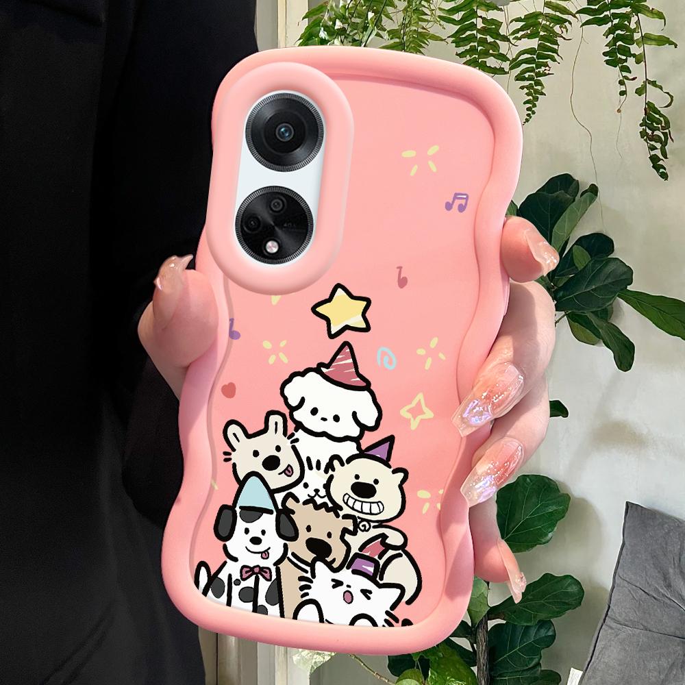 

Окрашенный узор Big Wave Edge Мягкий силиконовый материал Macaron чехол для телефона противоударный защитный резиновый чехол для OPPO Reno Realme Realme C20 розовый