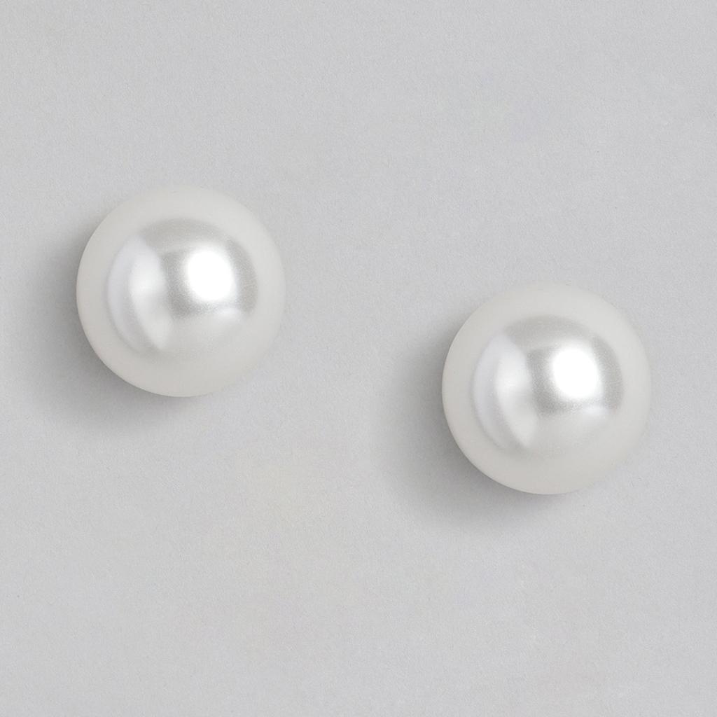 Estele Double Line Gold Plated Pearl Necklace Set For Women