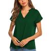 T-Shirt d'été à manches courtes et col en v pour femmes, chemisier en mousseline de soie, couleur unie