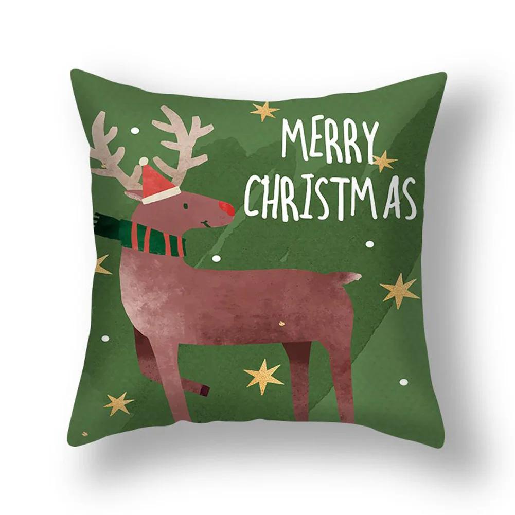 Home Christmas Cushion Cover Pillowcase   Sofa Decorations Happy New Year  Funda De Almohada