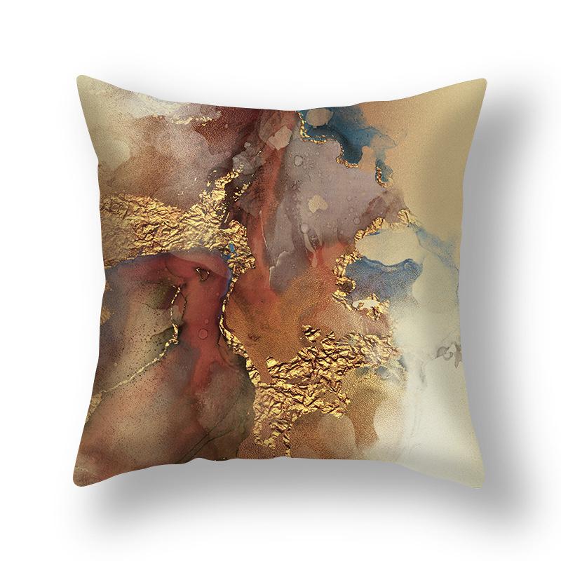 45x45cm Nordic Ins Abstract Gold Blue Marble Print Cushion Cover Sofa Office Seat Lumbar Pillow Cover Home Decoration