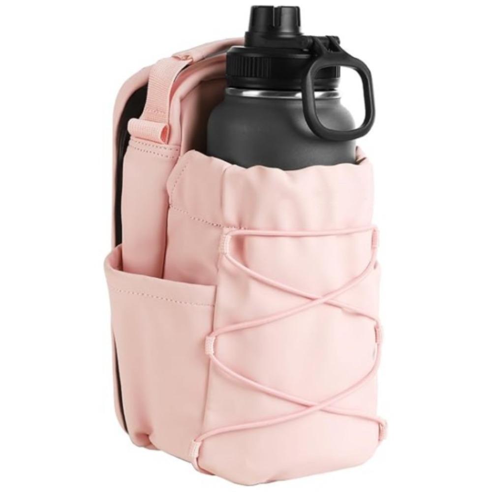 Magnetic Water Bottle Sling Bag Solid Color Multi-Pocket Cup Holder Bag Adjustable Strap Large Capacity Water Bottle Pouch