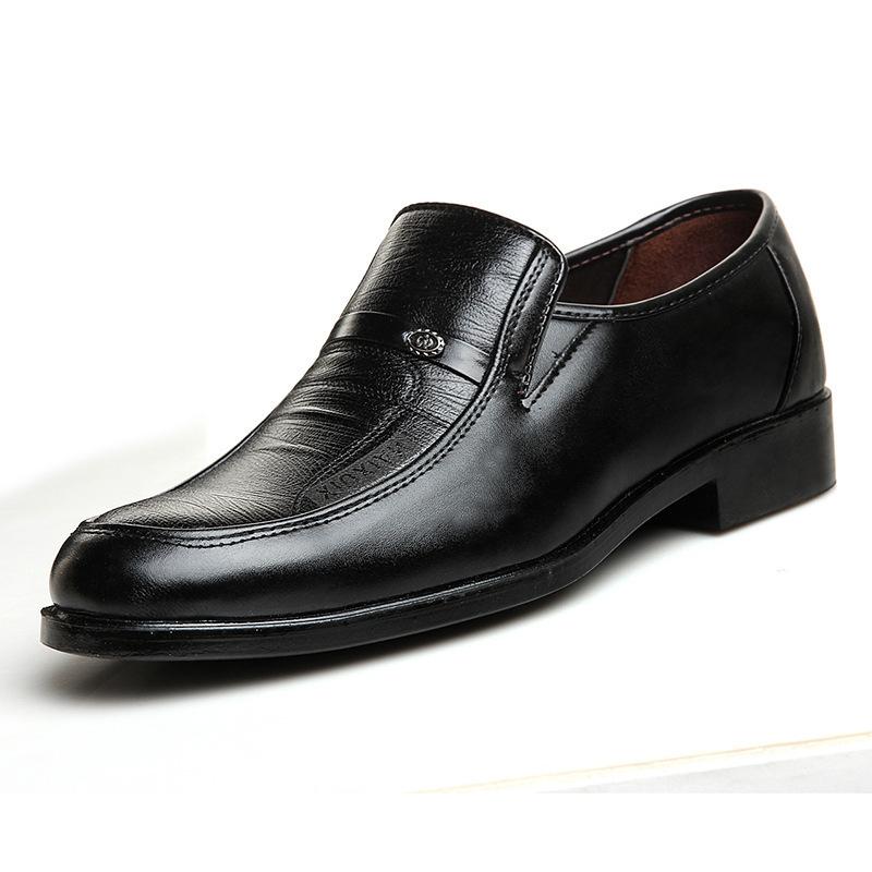 Men Leather Shoes Business Shoes Round Toe Dress Shoes Party Wedding Shoe High Quality Casual Men Loafers Work Slip-On Flat Shoe