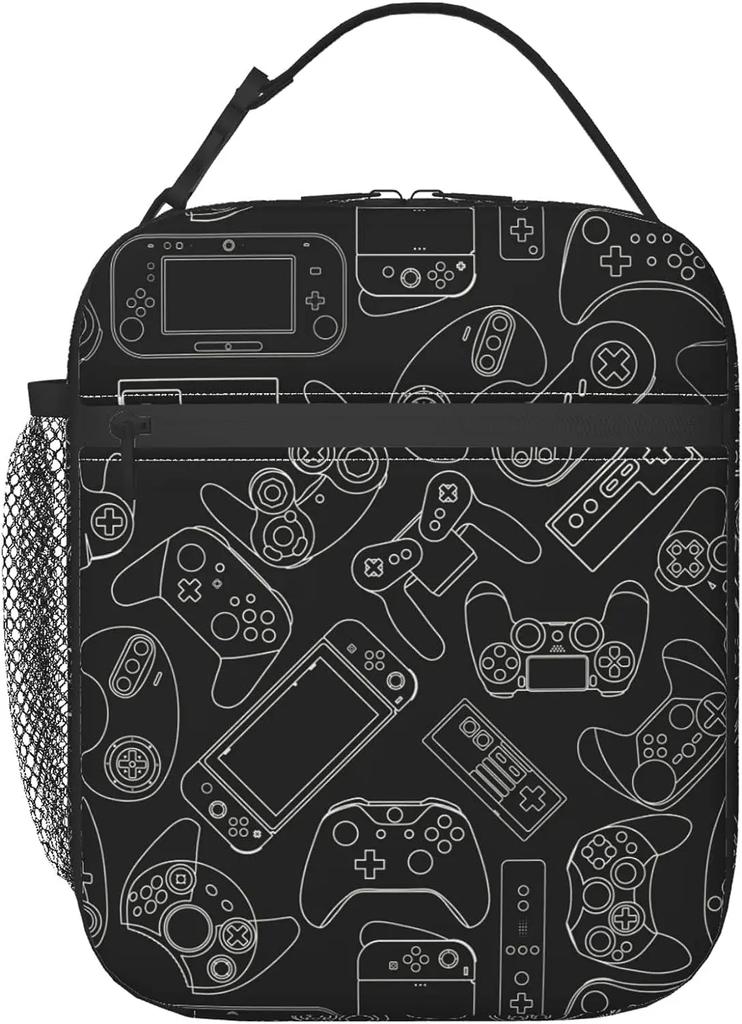 Video Game Controller Insulated Lunch Bag Reusable Lunch Box Portable Thermal Bento Tote for Adults Kids Work School Picnic