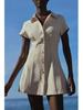 2025 Summer Women's Shirt-Style Commuting Mini Dress - European & American Design, Short-Sleeve.