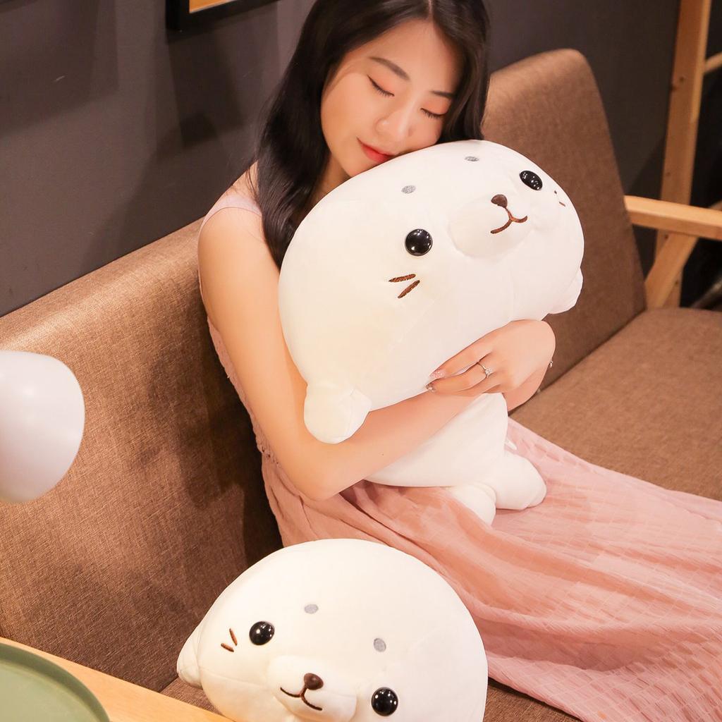 Daunenbaumwolle Squishy Robben Plüschkissen Gefüllt Liegend Stehend Kawaii Tier Plüschtier Zum Umarmen Schlafbegleiter Geschenk