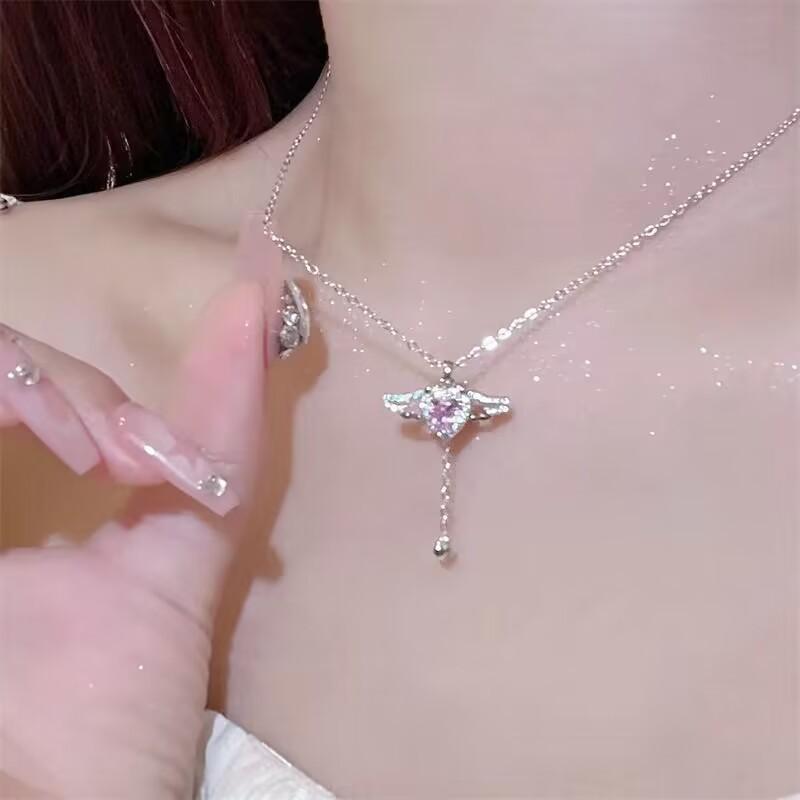 Cupid Heart Necklace Premium Angel Pendant Female Clavicle Chain Qixi Festival Send Girlfriend
