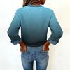 Felpa Casual da Donna con Collo in Denim Patchwork e Cuciture, Maglia a Manica Lunga