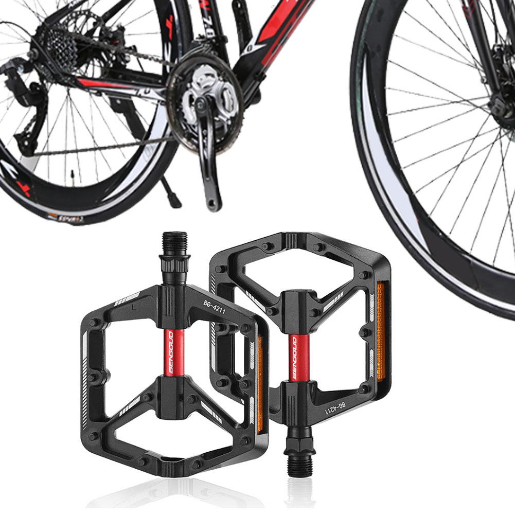 Double DU Bearing Ultralight Bike Pedals Aluminum Alloy Bicycle Platform Pedals Anti-Slip Cycling Safety Pedals for Night Riding