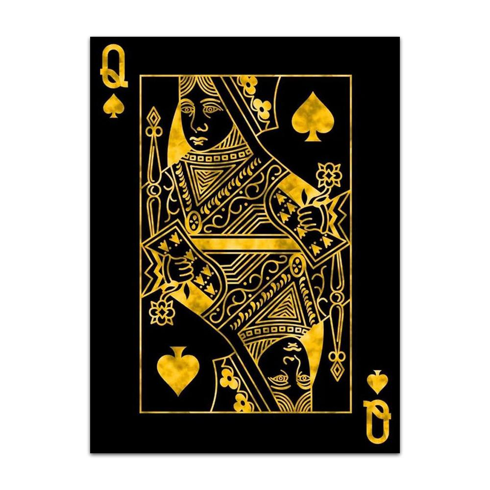 Gold Queen King Poker Black Nordic Wall Prints And Posters For Living Work Room Wall Art Canvas Painting Picture