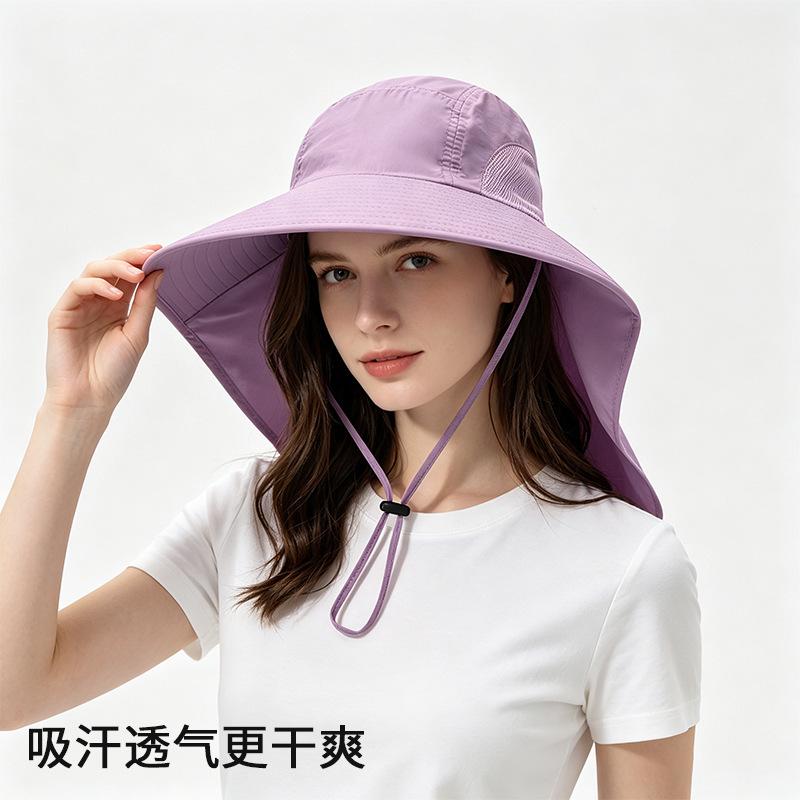 UV protection hat Summer outdoor sun protection hat Women's sunshade big eaves Sun hat Face protection Neck fishing hiking hat