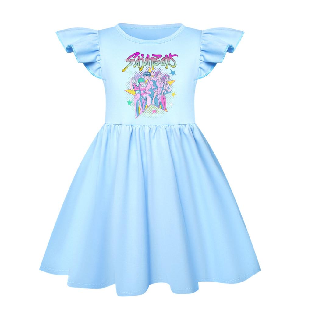 5054 Kids Girls Sajaboys Mira Zoey Rumi Printed Ruffle Short Sleeves Casual Dress