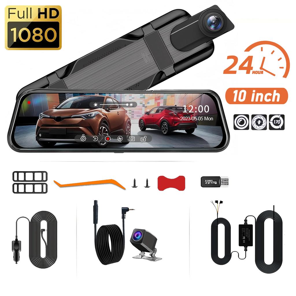Dash Cam Mirror Camera for Car Touch Screen Video Recorder Rearview Mirror Dash Cam Front and Rear Camera Mirror DVR Black Box