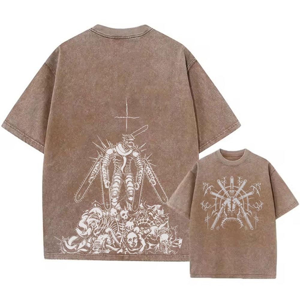 Anime Pilařské tričko Pánské Vintage Prané Tričko Harajuku Oversize Bavlněné Tričko Bavlněná Móda Streetwear Unisex Top