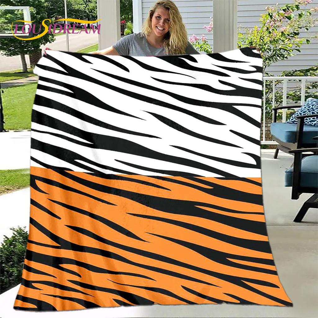 Tiger Print Pattern Beast Blanket,Flannel Blanket Throw Blanket,Child Warm Blanket for Home Living Room Bedroom Beds Sofa Picnic